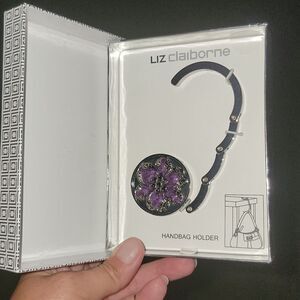 Liz Claiborne Silver & Accents Handbag Purse Holder Hook Table New